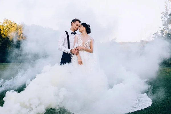 Passeio Verão Dos Recém Casados Natureza — Fotografia de Stock