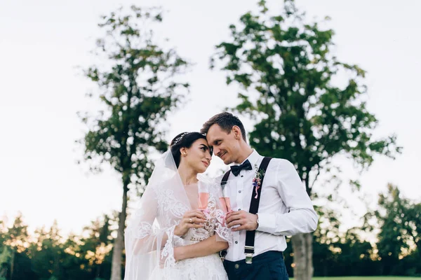 Passeio Verão Dos Recém Casados Natureza — Fotografia de Stock