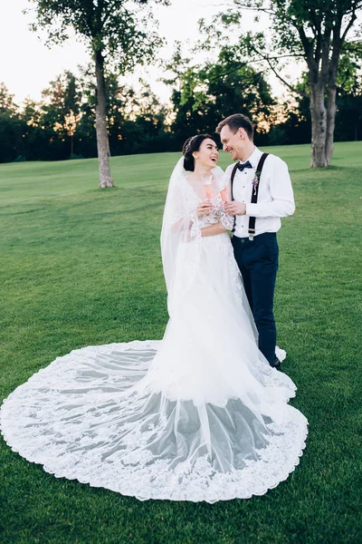 Passeio Verão Dos Recém Casados Natureza — Fotografia de Stock