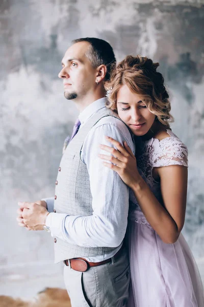 Sessão Fotográfica Dos Recém Casados Estúdio — Fotografia de Stock