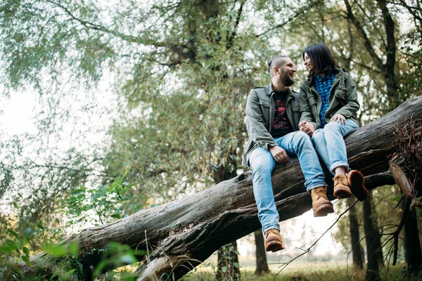 Walk Guy Girl Love Story Forest Youth Nature — Stock Photo, Image