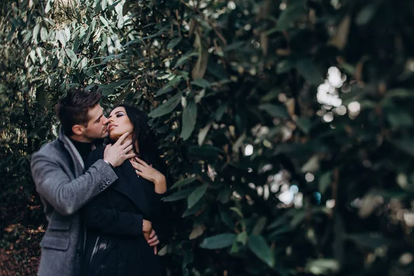 Sesión Fotos Para Una Hermosa Pareja Paseo Una Pareja Enamorada — Foto de Stock