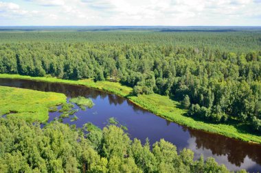 Güzel kuş bakışı nehir manzarası