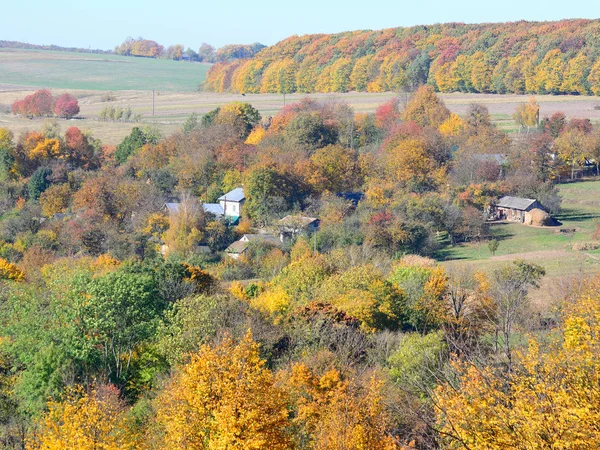 Осінній сільський пейзаж з висоти — стокове фото