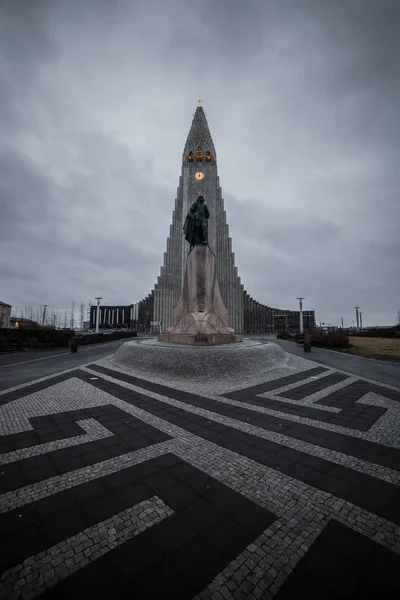 Hallgrímskirkja Katedrála Reykjavik Zamračený Den Island — Stock fotografie