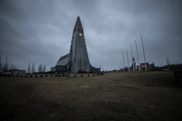 Hallgrímskirkja Katedrála Reykjavik Zamračený Den Island — Stock fotografie