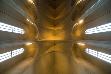 Reykjavik, İzlanda - 13 Şubat 2017: Tavan tanımlıkHallgrimskirkja kilisenin 