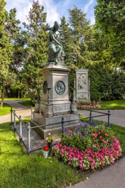 Grave of composer Wolfgang Amadeus Mozart  in Cemetery in Vienna