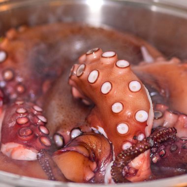 Ahtapot dokunaçları tencerede pişiyor Akdeniz tarifi