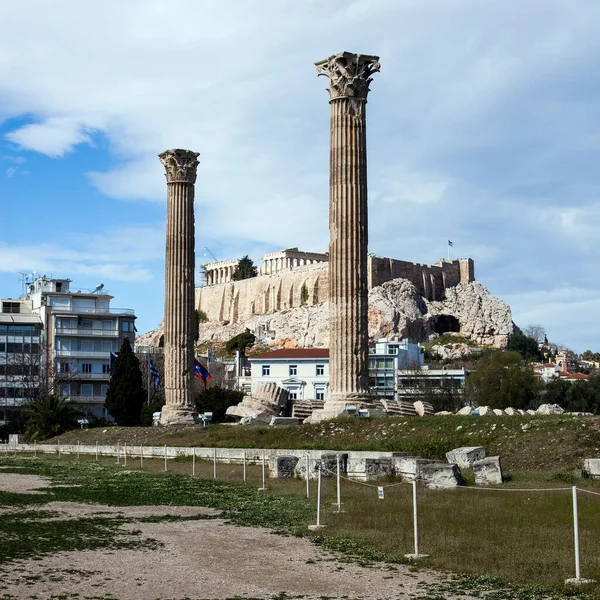 Templo Zeus Olímpico Acrópolis Hill Atenas Grecia — Foto de Stock