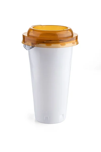 白色隔热的空白塑料咖啡杯 — 图库照片