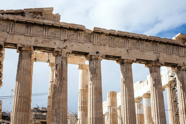 Fragmento Del Partenón Templo Arcaico Situado Acrópolis Atenas — Foto de Stock