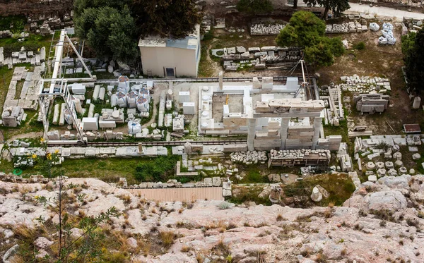 Vista Aérea Sitio Arqueológico Cerca Colina Acrópolis —  Fotos de Stock