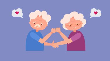 Aşık yaşlı bir çift, basit bir vektör çizimi. 