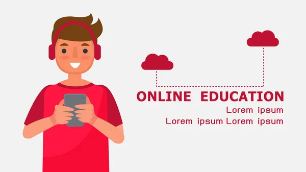Online Πανό Εκπαίδευσης Απλά Διανυσματική Απεικόνιση — Διανυσματικό Αρχείο