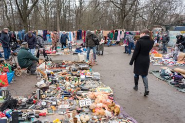 Saint Petersburg, Rusya - 15 Şubat 2020: Udelnaya bit pazarı.
