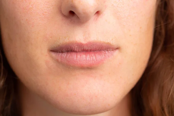 Closeup Beautiful Brunette Woman Mouth — Stock Photo, Image