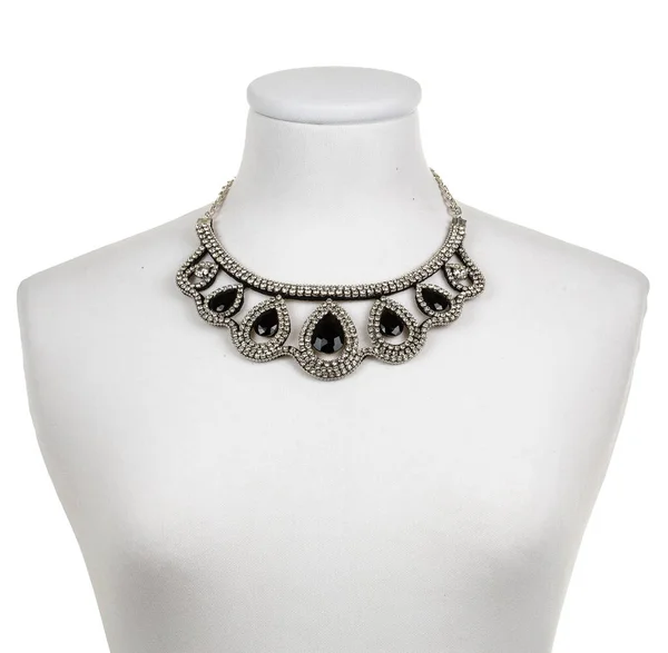 Black Stone Necklace White Bust — Stock Photo, Image