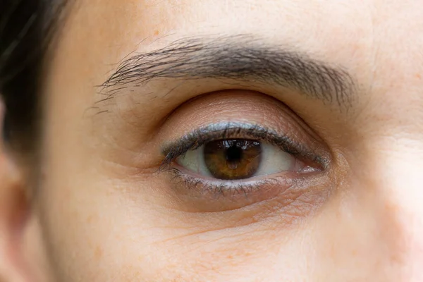 Makro Obraz Kobiety Brązowe Oko — Zdjęcie stockowe