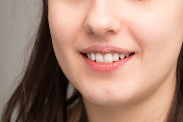 Mulher Boca Sorrindo Com Dentes Brancos — Fotografia de Stock