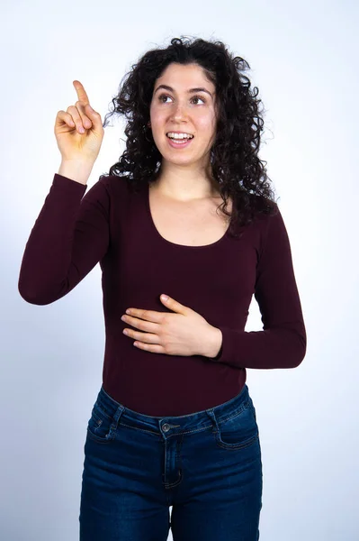 Retrato Una Chica Punto Tener Una Idea Brillante —  Fotos de Stock