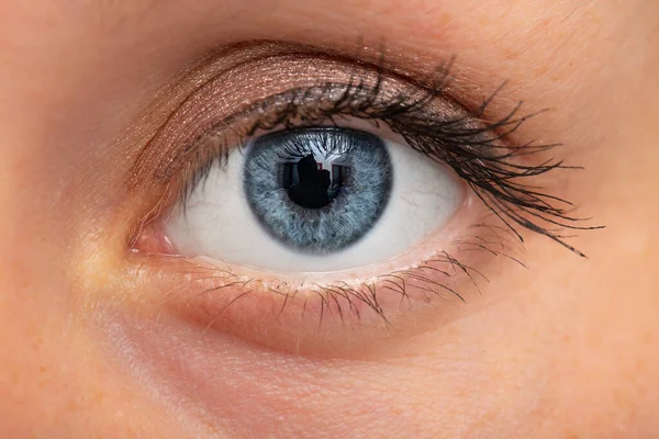 Makroobraz Kobiecego Niebieskiego Oka — Zdjęcie stockowe