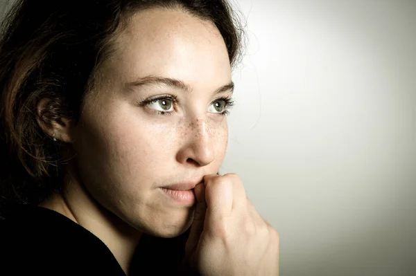 Pensive Woman Wondering Something Remembering Her — Stock Photo, Image