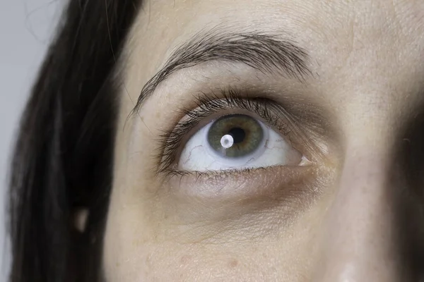 Tavana Doğru Bakan Bir Kızın Gözünün Yakın Görüntüsü Göz Çukurunun — Stok fotoğraf