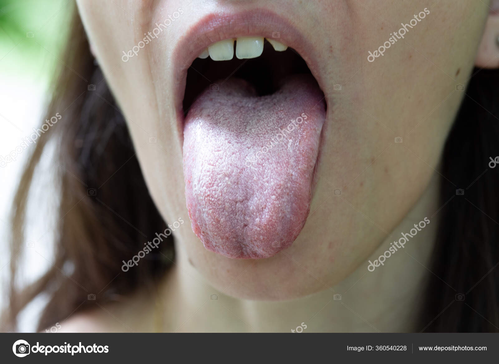 Closeup View Tongue Sticking Out Mouth Caucasian Girl Her 30s Stock Photo Image By C Sruilk