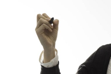 Beyaz arkaplanda işaret olan kişi yazma