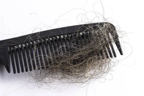 Clump Human Hair Seen Mangled Hairbrush Close Isolated Clean Background — Stock Photo, Image