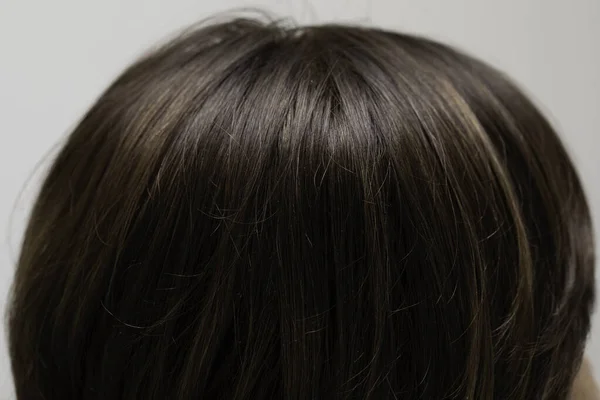 Brünetten Kopf Gesunde Braune Haare Aus Nächster Nähe — Stockfoto