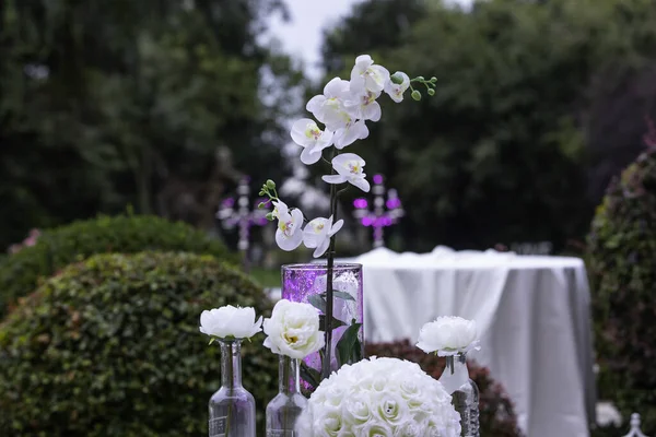 Blommor Dekorationer Parken Villa Som Används För Att Fira — Stockfoto