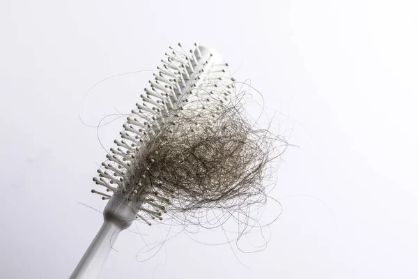 Hair Hairbrush Isolated White Background Hair Loss Concept Stress Baldness — Stock Photo, Image