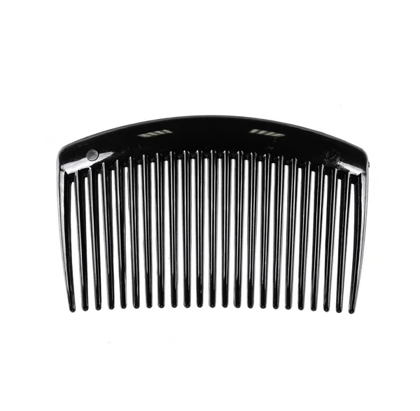 Wide Tooth Black Plastic Comb Close Isolated White Background — Stock Photo, Image