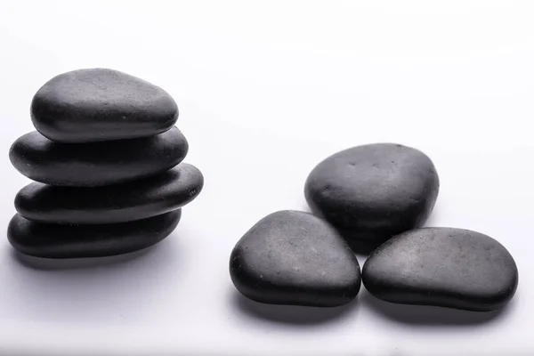 Black Stone Composition Isolated White Background — Stock Photo, Image