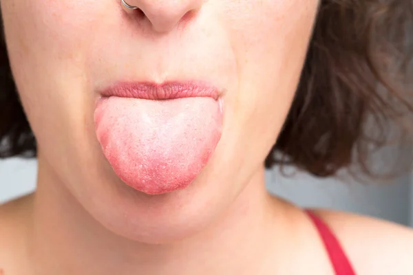 Close Tongue Woman — Stock Photo, Image