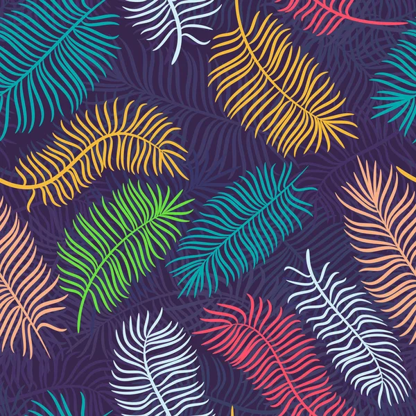 Тропические пальмовые листья бесшовные. Многоцветный природный фон Лицензионные Стоковые Иллюстрации