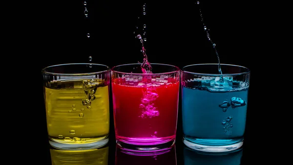 Cups drink, fresh, freshness color, shots, blue, glass, splash, water,