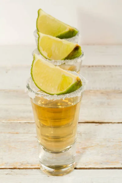 Tequila with salt and lime — Stock Photo, Image