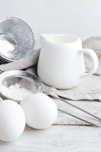 süt, un, kakao, pişirme portre