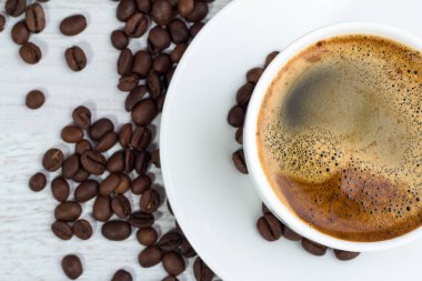 Espresso kahve yakın çekim Üstten Görünüm