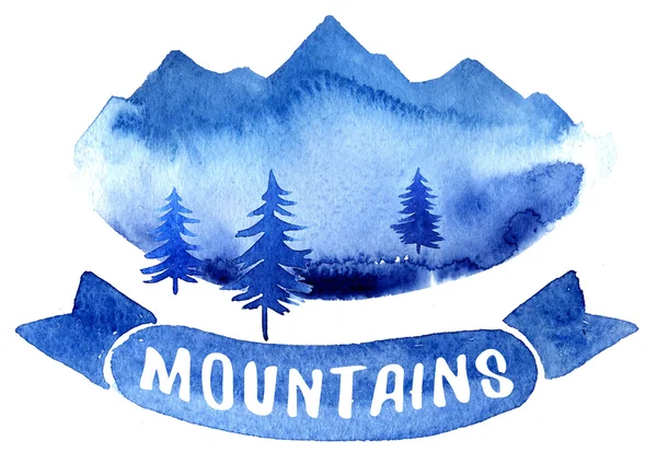 Watercolor mountain illustration. — Stock Photo, Image