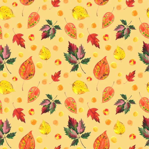 Акварель барвистий осіннє листя безшовний фон . — стокове фото