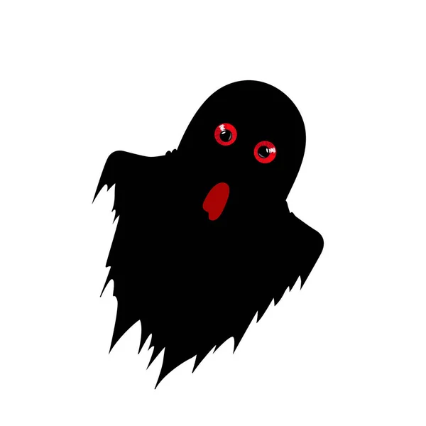 Siluetă fantomă cu ochi roșii prădători izolați pe fundal alb. Halloween vector ilustrare, pictogramă, clip art . — Vector de stoc