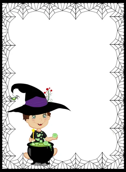 Halloween background with space for text and illustration of wit — Stock Vector