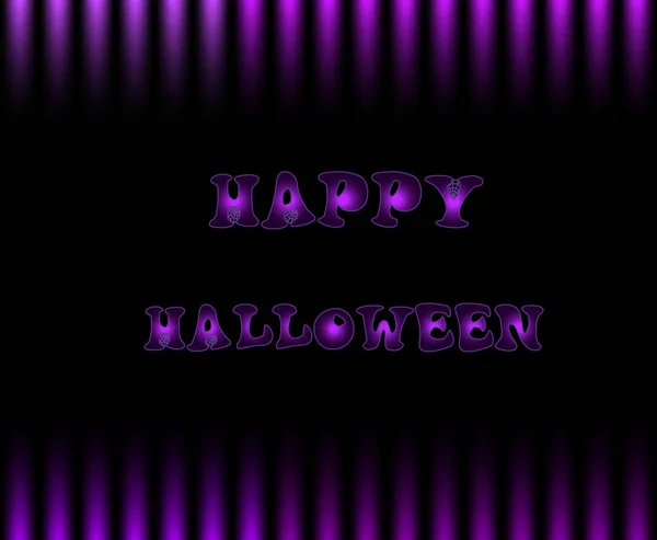 Happy halloween kort med text på svart och lila gradering str — Stock vektor