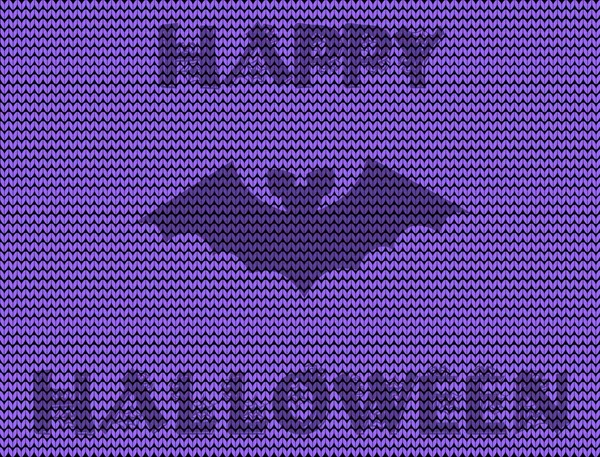 Happy halloween illustration av bat silhuetten på violett kn — Stock vektor