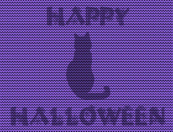 Feliz halloween tricotado ilustração de silhueta de gato preto em — Vetor de Stock