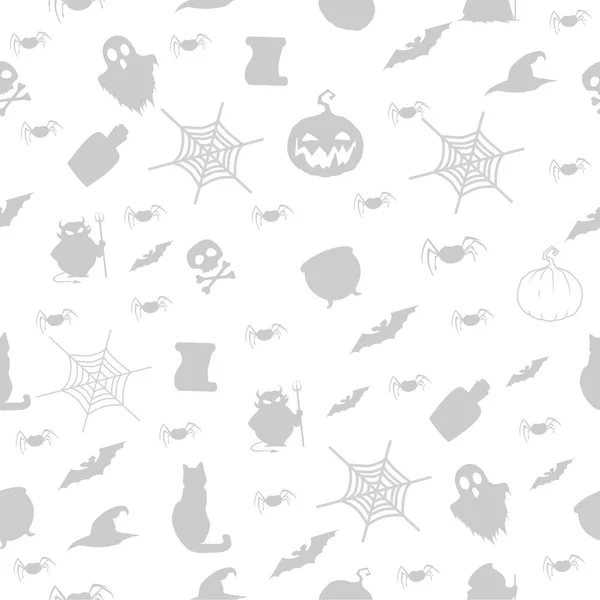 Halloween wzór na białe tło z czarnymi — Wektor stockowy